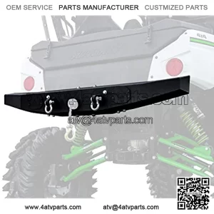 SuperATV Winch Ready Rear Bumper for 2012-2013 Kawasaki Teryx 4 750 / 2014+ Teryx 4 800 - Made of Thick Sheet Metal - 2 D-Ring Mounts - Built-In Winch Mount Prefit for SuperATV 3500lb. Black Ops Winch