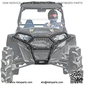 SuperATV Front Bumper / Brush Guard for 2012+ Polaris RZR 570 | Heavy-Duty 38mm Carbon Steel Tube | Powder Coated for Long Lasting Protection | 3mm Steel Skid Plate | Fully Protects Front End!