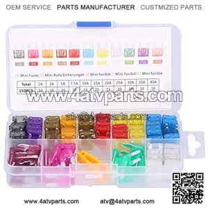 Fusibles de Coche para Coches, Barcos, Motocicletas, Camiones, Todoters, Veh??culos Todo Ter, UTV, 150 Piezas, Surtido de Fusibles de Coche de Mini Cuchillas
