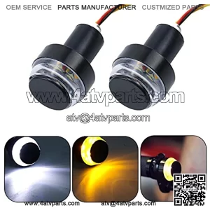 LivTee Motorcycle Handlebar End LED Lights, Dual Color for Turn Signal Lights and Side Marker Lights or Running Lights, Amber / White