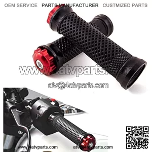 CREYU Motorcycle Grips with Aluminum Bar End Cap, Comfor Non-Slip Soft Rubber Motorcycle Handlebar Grips for 22mm 7/8" Motorcycle Hand Bar Thruster Grip