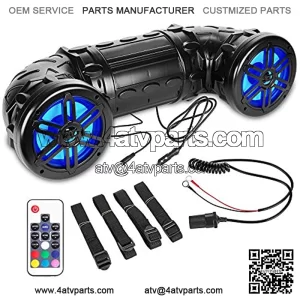 BPS8RGB 600 Watt Bluetooth Enabled Dual 8-inch ATV/UTV/Sound System with LED Lights and Remote