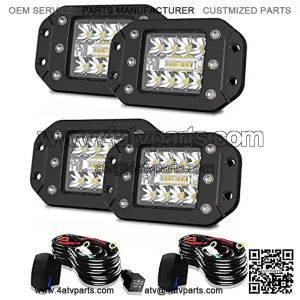Flush Mount LED Pods, 4pcs 4" 5" Driving Lights LED Work Light Flush LED Light Bar Super Bright Fog Lights Off Road Lights for Truck SUV Boat 4x4 Grill Mount