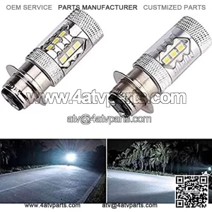 80W Super White LED Headlights Bulbs - Yamaha ATVS YFM350 400 450 660 700 Raptor Blaster 200 Banshee 350 Upgrade