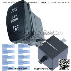 Rocker Turn Signal Switch and LED Flasher Relay Combo Kit (Vertical)