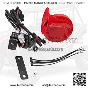 Universal RZR Horn Kit, UTV Loud Horn Kit Red Easy Installation with Rocker Switch Widely Compatible With RZR, CAN-AM, Ranger 105D 12V,10% coupon applied at checkout,with coupon
