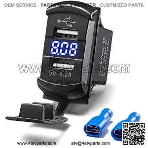 Dual USB Rocker Switch Blue Led Digital Voltmeter Input 12-24V Output 5V/4.2A for Fast Charging Electronic Devices??Universal for All 12V-24V Cars,30% coupon applied at checkout,with coupon