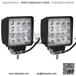 LED Light Bar 2Pcs 4inch 48W Square LED Pod Light Flood Light Off Road Light Led Fog Light Truck Light Driving Light Boat Light Pickup SUV ATV UTV Waterproof, 2 Year Warranty