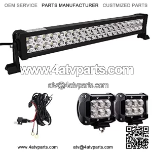 LED Light Bar, Light 22 Inch 120W Waterproof Spot Flood Combo LED Light Bar with 2PCS 18W CREE Flood LED Work Lights and 12V 40A Wiring Harness for Off Road, Truck, Car, ATV, SUV, Jeep ????