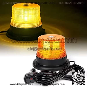 Amber LED Beacon Strobe Light, Forklift Rooftop Warning Flashing Caution Lights w/ Magnetic Base for Construction Vehicles, TowTrucks, Security Patrol, Postal, Golf Carts, UTV ATV, Snow Plows