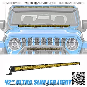 42 Inch Straight LED Light Bar Yellow Light Ultra Slim Upper Roof Single Row Spot Flood Combo Beam LED Off Driving Light Boat Light for Truck ATV UTV Boat 1PC ??
