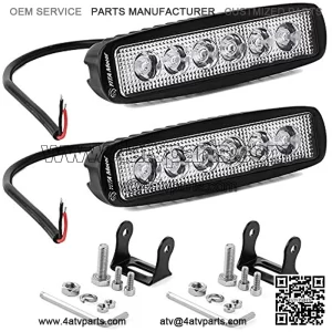 LED Light Bar 2PCS 18W 6 Inch Flood LED Work Light Pods Single Row Off Road Led Light Driving Light Fog Light Boat Light Waterproof SUV ATV 4WD Car Truck Golf Cart 12V 24V