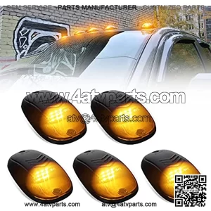 OPP ULITE Amber Cab Lights LED Marker Top Roof Running Lights, 5PCS Clear Lens 9-LED Bulbs Aftermarket Replacement, Compatible for Ford F150 F250 F350 Dodge Ram SUV Truck 4X4 ATV Offroad (DK018-Y)