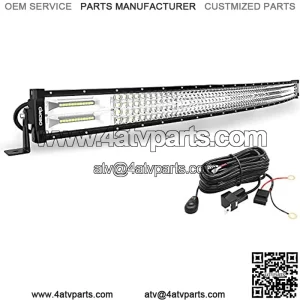 LED Light Bar Curved with Wiring Harness Quad-Row 52In 1525W Spot Flood Combo Led Lights Work Lights Fog Driving Light Off Road Light 12/24V Fit for Pickup Jeep SUV 4WD 4X4 ATV UTE TruckTractor