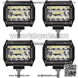 LED Pods ,4 Inch 60W Led Light Bar Spot Flood Combo Off Road LED Fog Lights Triple Row Led Work Lights for Jeep Trucks Polaris Boats Pickup UTV ATV,4 Pack