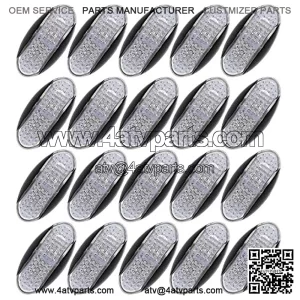 (Pack of 20) 2.3 Inch Clear Lens Green 4 LED Surface Mount Oval Side Fender Indicator Light Universal for ATV Truck Lorry Trailer Pickup Bus Camper RV Flatbed Tow 12V 24V DC Clearance Lamp NG