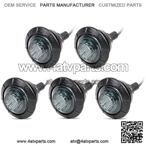 (Pack of 5) 3/4 Inch Small round Smoked Lens White LED Flush Mount Indicator Light Sealed Miniature Side Marker Clearance Lamp grommets Truck Boat Lorry ATV Trailer Pickup 12V DC Waterproof