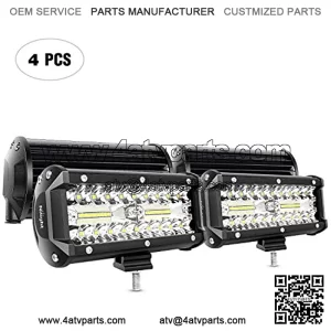 4PCS 6.5 Inch 120W Triple Rows LED Light Bar Spot & Flood Combo Driving Light Waterproof Led Work Light Off-road Truck Car ATV SUV Cabin Boat