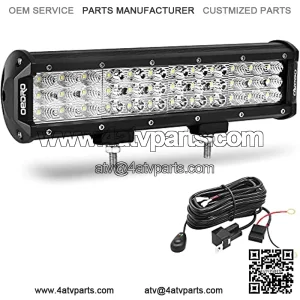 LED Light Bar 12 Inch 180W LED Work Light Spot Flood Combo Beam Triple Rows Driving Fog Lights w/Wiring Harness Compatible for Off Road Truck Car Jeep Boat SUV ATV UTV Pickup