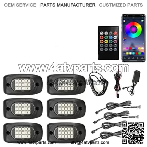 6 Pods RGB LED Rock Lights with Wires,90LEDs Waterproof Music Mode/29 Color Changing Modes/APP/Remote Control Neon LED Light Kit for Off Road Trucks SUV Car ATV UTV Boat(4Pcs Wires Provided)
