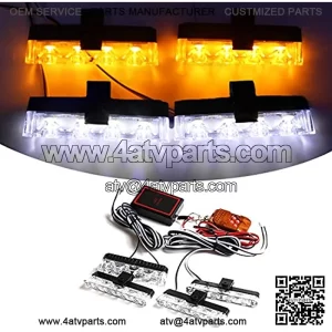 Car 16 LED Flashing Grille Light Police Strobe Dash Emergency Warning Lamp for Trucks, Ambulances (Yellow(Amber) & White)