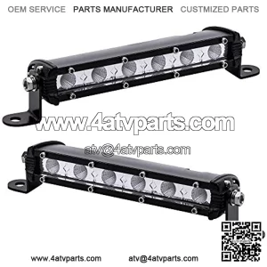 2pc 7" Ultra-Slim Off Road CREE LED Light Bar [1530lm] [18W] [IP68 Waterproof] [12V - 24V] Fog/Driving/Work Lights for Trucks ATV Cars - 60 Degrees Flood Light