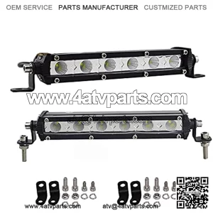 2 X 7 inch 30W Ultra Thin Slim Mini Flood LED Light Bar Low Profile On Grill Front Back Bumper Backup Light for Polaris RZR SxS Truck RV Tacoma Trailer