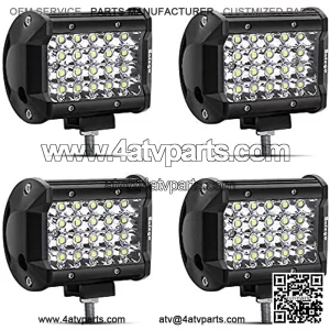 LED Pods Light Bar 4Pcs 4inch 72W 7200Lm Spot Beam Driving Fog Off Road Lights Quad Row Waterproof LED Work Lights Compatible with Trunk ATV UTV SUV Boat