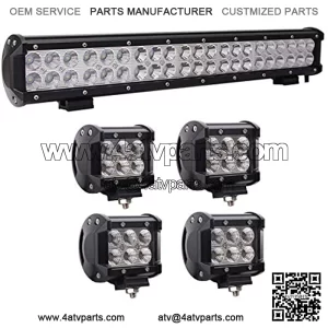 1X 126W 20" Led Light Bar Flood Spot Combo Off Road Light Bar with 4X18W CREE Flood LED Pods for Off-road Vehicle, ATV, SUV, UTV, 4WD, Jeep, Boat