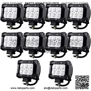 10Pcs 4 inch Led Work Light Bar 27W 2200LM Driving Pods Flood Beam Work Lamp for Jeep Off-Road SUV Boat 4X4 JK 4Wd Truck 12V-24V