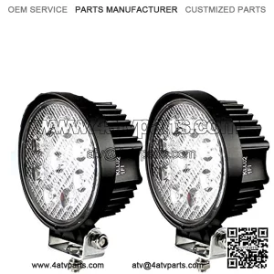 LED Pods Spot Flood Light 4" 27W Round Work Light 6000K for Tractor Bulldozer UTV Golf Cart Boat Off Road Truck Jeep SUV ATV - Voltage Automotive (2x Spot Lights)