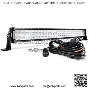 DWVO 32" LED Light Bar 390W Straight 9D 48000LM Upgrade Chipset with 10ft Wiring Harness for Offroad Driving Fog Lamp Marine Boating IP68 Waterproof Spot & Flood Combo Beam Light Bars