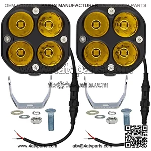 LED Yellow/Amber Driving Fog Lights Pod Lights Offroad Driving Lights Work Auxiliary Lights Bumper Lights 2Pcs 3Inch 40W Waterproof Fit for Car Truck ATV UTV Motorcycle Golf Pick-up