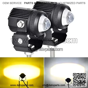 Motorcycle LED Driving Light, 60W Universal Dual Color LED Fog Headlights High Low Beam Lamps, Amber White Auxiliary Spotlight for Motorcycle/Bike/Off Road/SUV/Boats/Trucks, 2 Packs