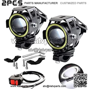 Motorcycle?Fog?lights?Cree?LED?U7?with?White?Angel?Eyes?Halo?Ring?Spotlight?Auxiliary?Driving?Lights?for?Motorcycle?Headlight Waterproof?DRL?Hi/Lo?Beam?for?ATV?UTV?Truck (Pack?of?2PCS)