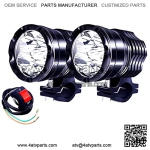 Motorcycle Led Driving Lights, 2x High/Low/Strobe Bicycle Dirt Bike Spotlights With Switch 12V 24V 40W