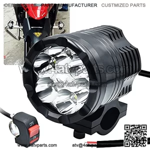 Motorcycle Led Driving Lights, 12-60V 18W 2500LM 6 CREE LEDs Waterproof Off Road Work Light Spotlights With Switch, for ATV Bike Race 4x4Pickup Boat Truck Trailer.1-Pack (25W-6LEDs)