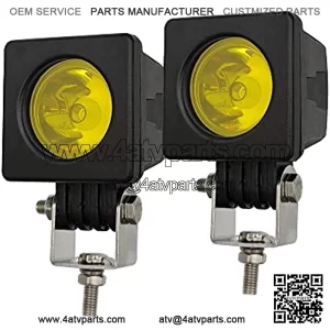 LED Yellow Spot Light Motorcycle Driving Fog Lights 2Pcs 2Inch Square Waterproof LED Pod Lights Work Auxiliary Lights Offroad Driving Lights Fit for Motorcycle Auto Truck UTV SUV Tractor Forklift