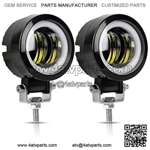 LED Motorcycle Lights White, AAIWA Motorcycle Driving Lights 3 Inch 40W Round Headlight with Blue Angle Eye Running Fog Light