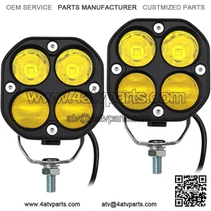 LED Combo Yellow Ditch Lights Pod Lights Driving Fog Lights 2Pcs 3Inch 40W Waterproof Offroad Driving Lights Work Auxiliary Lights Fit for Auto Car Truck ATV UTV Boat Golf Motorcycle