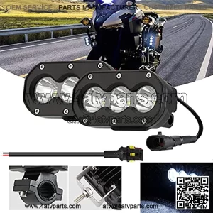 4inch LED Motorcycle Auxiliary Driving Spot Lights 60W 6000K Off Road Light Pod 6000lm LED Fog Work Light for Motorcycle Truck Dirt Bike SUV UTV ATV Tractor, 2Pcs