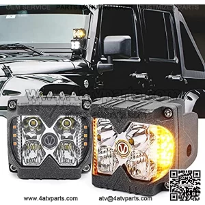 Side Shooter Led Lights, 80W/Pair IP68 Waterproof Off-road Driving Lights with Combo Beam Separate Solid/Strobe Amber Lights Compatible with Truck Jeep Boat Trailer ATV SUV 4x4