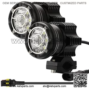 LED Motorcycle Driving Lights Round 2.5Inch LED Pod 90W 6000K CREE Chip 9000lm Off Road Light Spot Flash Combo Auxiliary Light Bar Work Light for ATV SUV Truck Boat Tractor