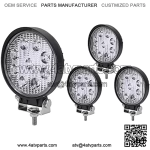 LED LIight Bar 4PCS 4Inch 27W Round LED Work Light LED Pod Lights Spot Beam Off Road Driving Light Fog Light Waterproof Truck Car ATV SUV Boat 4WD ATV 12V, 2 Years Warranty