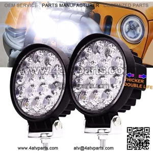 [Updated Thickness 2.5inch] 2 Piece 4.5" Round Work LED Light, 42W Fog Offroad Off Road Lights Driving Lamp Waterproof for Hunting Pickup UTV Truck Car Boat SUV ATV 12V 24V Tractor Motorcycle