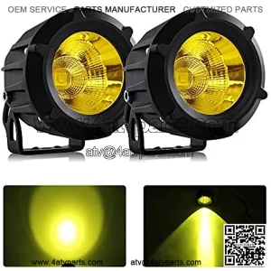 Motorcycles Round LED Fog Lights Yellow Spot Pods Work Driving Lights Off Road for E-Bike Truck Car Boat SUV ATV Pickup Tractor 2PCS