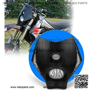 Pit Bike Headlight,Dirt Bike Headlight,S2 12V 35W Universal Motorcycle Headlight Dual Lights Head Lamp Led Lights For Dirt Pit Bike ATV - Black