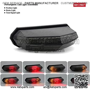 Universal Smoked Integrated Motorcycle Powersports Tail Light Assemblies Turn Signal Function For Dirt Bike Buggy Chooper Cruiser ATV