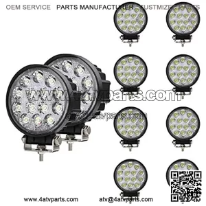 Barra de luz LED de trabajo, 10 piezas de 4.5 pulgadas, 42 W, luz de inundaci??n redonda para todoter, antiniebla, barra de techo, parachoques para ATV, UTV, SUV, cami??n, barco, tractor