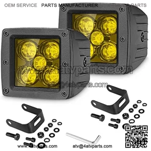 SWATOW INDUSTRIES - 2 piezas de 50 W de 3 pulgadas, luces LED todoter, luces antiniebla LED amarillas, luces de conducci??n de 3 x 3 pulgadas, luz de trabajo cuadrada para cami??n, todoter, ATV,